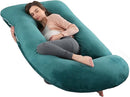 Pregnancy Pillow, Full Body Maternity Pillow 57 inch, with Removable Washable Cover - Sleep Support for Legs, Back, Neck, Shoulder, HIPS, Belly, Velvet Cover (Dark Green) by TinyTreasures Baby Boutique