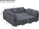 Belffin Corduroy Modular Sectional Sofa 9 Seat Convertible Sectional Sleeper Sofa Bed with Storage Ottomans Modular Sectional Couch Bed for Living Room Dark Grey by CozyNest Decor