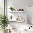 24"x6.8"x1.6" Slanted Floating Wall Shelves 2-Pack - Rustic White Finish, Heavy-Duty Solid Wood Design with Hidden Brackets - Perfect for Living Room, Kitchen, Bathroom, or Office by CozyNest Decor