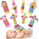 Wrist Rattles Foot Finder Rattle Sock Baby Toy, Rattle Toy, Arm Hand Bracelet Rattle, Feet Leg Ankle Socks, Activity Rattle Present Gift for Newborn Infant Babies Boy Girl Bebe (8 pcs-A) by TinyTreasures Baby Boutique