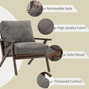 Wahson Set of 2 Mid Century Chair, Retro Upholstered Accent Armchairs, with Wood Frame and Removable Canvas Cushions, Large Leisure Slipper Chair for Living Room/Bedroom, Grey by CozyNest Decor
