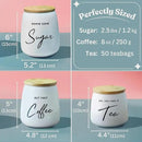 Coffee Tea and Sugar Ceramic Canister Set - 3-Piece Airtight Kitchen Canisters for Countertop - Coffee Bar Container Set by CozyNest Decor
