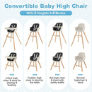 HONEY JOY Baby High Chair, 6-in-1 Eat & Grow Wooden Highchair/Toddler Chair with Removable Tray, 5-Point Harness, PU Cushion and Footrest, Convertible High Chair for Babies and Toddlers(Black) by TinyTreasures Baby Boutique