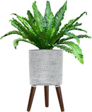 Flower Pot with Legs Tall Flower Pot with Drainage Holes for Indoor and Outdoor Decorative Planting (Gray Wave, 10 Inches) by CozyNest Decor