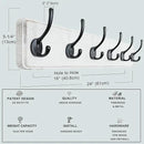 Dseap Coat Rack Wall: 24" Long, Patented, Heavy-Duty, 6-Double-Hooks Wooden Wall Mounted Coat Rack Coat Hanger Hook Rail for Winter Coats Hat Jacket Clothing, White & Black by CozyNest Decor