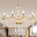Modern Elegant 10 Lights K9 Crystal Glass Chandelier Golden Pendant Ceiling Lighting European Style for Dining Living Room Bedroom Transparent, 10 E12 Bulbs Required by CozyNest Decor