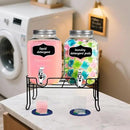 2-Pack 1 Gallon Glass Laundry Detergent Dispenser Set with Bamboo Lids and Stand - Liquid Soap and Fabric Softener Dispensers with Spigots, Cups, Labels and Mats, Laundry Room Organization and Storage by CozyNest Decor