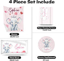 Custom Nursery Crib Bedding Set: Personalized Name 4 Piece Pink Checkered Elephant Pattern Baby Crib Sets for Girls - Toddler Double Layer Blanket Set, Comfortable Crib Bed Sheets for Baby Toddlers by TinyTreasures Baby Boutique