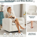 Swivel Rocker Recliner, Oversized Manual Nursery Glider Rocking Recliner Chair with Removable Cushion, Upholstered Swivel Reclining Chair for Nursery Living Room Bedroom, Corduroy White by TinyTreasures Baby Boutique