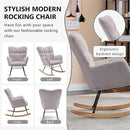NIOIIKIT Nursery Rocking Chair Velvet Upholstered Glider Rocker Rocking Accent Chair Padded Seat with High Backrest Armchair Comfy Side Chair for Living Room Bedroom Offices (Light Gray) by TinyTreasures Baby Boutique