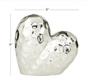 Deco 79 Porcelain Ceramic Heart Decorative Sculpture Dimensional Angled Origami Inspired Home Decor Statue, Accent Figurine 8" x 3" x 8", Silver by CozyNest Decor
