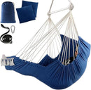 Chihee Hammock Chair Hanging Chair with Foot Rest 2 Cushions Max 500lbs Robust Metal Spreader Bar Collapsible Easy Storage Soft Cotton Swing Chair Strong Strap Iron Carabiner Side Pocket Included by GreenHaven Gardens