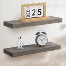 Fun Memories European Pine Floating Shelves for Wall, Mounted Shelf for Decor Storage Set of 2 - Natural Rustic Wooden Wall Shelf for Kitchen Bathroom Living Room Bedroom Farmhouse - Grey by CozyNest Decor