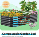 Quictent Galvanized Raised Garden Bed Kit, 8x4x1.5 ft Oval Metal Planter Box Tall for Vegetables Outdoor Backyard, Rubber Strip Edging Included (Dark Gray) by GreenHaven Gardens