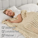 Maetoow Tighter Version Chenille Chunky Knit Blanket Throw （50×60 Inch）, Handmade Warm & Cozy Blanket Couch, Bed, Home Decor, Soft Fleece Banket, Boho Thick Blankets and Giant Yarn Throws，Beige by CozyNest Decor