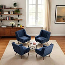 HUIMO Button-Tufted Accent Chairs Set of 2,Upholstered Reading Living Room Chair,Mid Century Modern Chair with Linen Fabric, Club Chair,Comfy Arm Chairs for Living Room,Bedroom,Dark Blue by CozyNest Decor