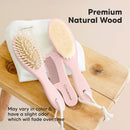 Baby Hair Brush and Comb Set for Newborn - Wooden Baby Hair Brush Set with Soft Goat Bristle, Baby Brush Set for Newborns, Baby Brush and Comb Set Girl, Boy, Toddler Cradle Cap Brush (Oval, Blush) by TinyTreasures Baby Boutique