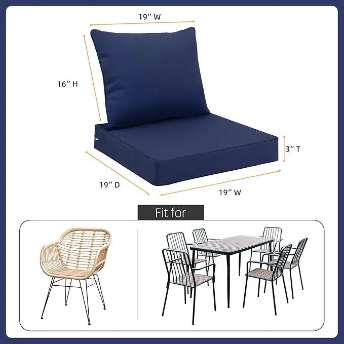Favoyard Outdoor Seat Cushion Set 19 x 19 Inch Waterproof & Fade Resistant Patio Furniture Cushions with Removable Cover Deep Seat & Back Cushion with Handle and Adjustable Straps for Chair Sofa Couch, photo 2 of 6