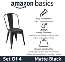 Amazon Basics Metal Dining Chairs, Matte Black, 1 Count (Pack of 4) by CozyNest Decor