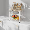 3-Layer Kitchen Fruit Storage Basket Snack Rack, countertop Storage Rack, Stackable Storage Rack with Desktop, Pull-Out Hollow Metal Storage Basket with Handle, Kitchen Organizers & Storage by CozyNest Decor