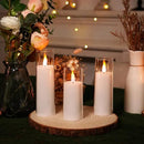 Amagic Pure White Flameless Candles, Battery Operated Candles, Acrylic Flickering LED Pillar Candles with Remote Control and Timer, 3D Wick, Yellow and Blue Glow, D2.2 xH5 6" 7", Set of 9 by CozyNest Decor