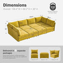136.4" Oversized Modular Sectional Sleeper Sofa Bed, U Shaped Convertible Couch with Movable Ottoman, Large 8 Seat Corner Couches for Living Room Deep Seat Yellow Chenille by CozyNest Decor