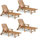 Lounge Chair Outdoor Set of 4 with Wheels, Adjustable 6-Position Chaise Lounge Outdoor, Patio Lounge Chair for Poolside Backyard, Teak by GreenHaven Gardens