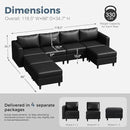 ABCASA 118.5" Faux Leather Modular Sectional Sofa, 7 Seater U Shaped Couch with Storage Seat with Reversible Chaise Deep Seat for Living Room Black by CozyNest Decor