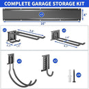 Garage Organization Tool Organizer Wall Mount, 64inch Heavy Duty Garden Tool Organizer Storage System, Easy Install with 10 Adjustable Hooks, for Garage, Basement, Shed, Workshop(Black) by GreenHaven Gardens