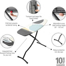Brabantia Size D Ironing Board (53x18 in) Heat Resistant Parking Zone, Silver Frame, Non-Slip Feet, Suitable for Sit Down Ironing (Spring Bubbles) by CozyNest Decor