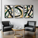 Large Framed Abstract Wall Art for Living Room, Set of 3 Modern Canvas Prints Painting Artwork for Walls, Black Green and Gold Brush Stroke Pictures for Hallway Dining Room Office Wall Decor 24x36 In by CozyNest Decor