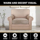 PrinceDeco Stretch Velvet Couch Cushion Cover,Soft Fitted Cushion Slipcover for Arm Chair Sofa Cushion Furniture Protector Seat Cushion Sofa Cover Width Up to 29.5", Oatmeal by CozyNest Decor