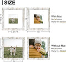 Vittanly 8x8 Picture Frames Set of 9, Shatter Resistant Plexiglass, Display 4x4 Pictures with Mat or 8x8 without Mat, Photo Frames for Wall Mount, Engineered Wood, Distressed White by CozyNest Decor
