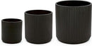 Amazon Basics Assorted Sizes Fluted Ceramic Round Planters, Set of 3, 6 inch, 8 inch, 10 inch, Black by GreenHaven Gardens