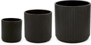 Amazon Basics Assorted Sizes Fluted Ceramic Round Planters, Set of 3, Black, 6-Inch, 8-Inch, 10-Inch by GreenHaven Gardens