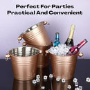 Amyhill 8 Pack Stainless Steel Ice Bucket 5.3 Quart/ 5 Liter with Handle Large Insulated Champagne Buckets Beer Bucket for Cocktail Bar Wine Parties Chilling Wine Champagne Home (Rose Gold) by CozyNest Decor