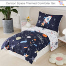 PERFEMET Twin Comforter Set 4 Piece Kids Space Rockets Comforter Bed in A Bag Soft Reversible Dark Blue Outer Space Themed Bed Set(Dark Blue, Planet/Rocket) by TinyTreasures Baby Boutique