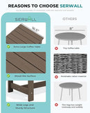 SERWALL HDPE Patio Coffee Table, Rectangle Outdoor Coffee Table, All Weather Patio Table for Deck, Pool, Balcony, Indoor or Outdoor Use, Coffee by CozyNest Decor