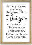Before You Leave This Home Sign Wall Decor 16x11 Inch I Love You Inspirational Entryway Wood Framed Wall Hang Art (Wood) by CozyNest Decor