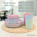 WeeSprout Bamboo Kids Bowls, Set of Four 10 oz Kid-Sized Dinnerware, Cereal, Leftovers & Snack Bowl, Dishwasher Safe (Blue, Yellow, Orange, & Red, 10 Oz) by TinyTreasures Baby Boutique