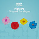 BioSwiss Bandages, Flowers Shaped Self Adhesive Bandage, Latex Free Sterile Wound Care, Fun First Aid Kit Supplies for Kids and Adults, 50 Count by TinyTreasures Baby Boutique