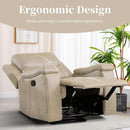 EBELLO Recliner Chair, Single Overstuffed Sofa Recliner, Breathable Faux Leather Manual Reclining Chairs with Hidden Cup Holder, Arm and Back for Adults, Living Room, Bedroom, Beige by CozyNest Decor
