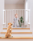 Cumbor 29.2-43" No Bottom Bar Baby Gate for Stairs, 2-in-1 Hardware Mounted Dog Gate Indoor, Auto Close Pet Gate for Doorways with Large Walk Thru Door, Wide Child-Proof Safety Gates for Kids (White) by TinyTreasures Baby Boutique
