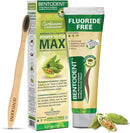 BENTODENT Fluoride Free Remineralizing Calcium Bentonite Clay Toothpaste - Cardamom Flavor Natural Toothpaste, Mint-Free, 3.52 oz - Ideal for Sensitive Teeth & Whitening with Toothbrush by CozyNest Decor