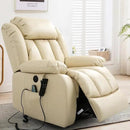 MAEVIS Power Recliner Chair, Lay Flat Sleeping Lift Chairs Recliner for Elderly with Heat and Massage,Comfy Real Breathable Leather Recliners with Dual OKIN Motor for Living Room (Beige) by CozyNest Decor