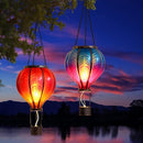 TERESA'S COLLECTIONS 2 Pack Hanging Solar Lantern Outdoor Garden Decor ,Waterproof Plastic Hot Air Balloon Red Flickering Flame Effect Lantern for Yard Tree,Gift for Mom Lovers,18" by GreenHaven Gardens