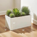 Galvanized Steel Garden Planter - White Matt Galvanized Metal Planter Box - Modern Metallic Heavy Planter - Indoor & Outdoor, Commercial & Residential (White, L36 x W12 x D16) by CozyNest Decor