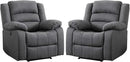 EBELLO Classic Power Recliner Chair, Oversized Electric Reclining Chair with Overstuffed Cushion and Back, Soft Fabric Adults Single Recliner Sofa for Living Room, Set of 2 Grey by CozyNest Decor