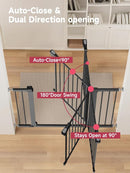 36.2" Extra Tall Baby Gate for Stairs, 29.5-46" Wide Dog Gate for Doorways, Walk Thru Auto Close Metal Child Gate for The House, Stairs and Doorways, Pet Gate Pressure Mounted Dog Gate Indoor (Black) by TinyTreasures Baby Boutique