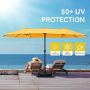 GREEN PARTY 15 ft Rectangle Patio Umbrella with Base Included, Double-Sided Table Umbrella with Crank, Large Outdoor Umbrellas for Patio Poolside Garden Backyard, Gold Yellow by GreenHaven Gardens